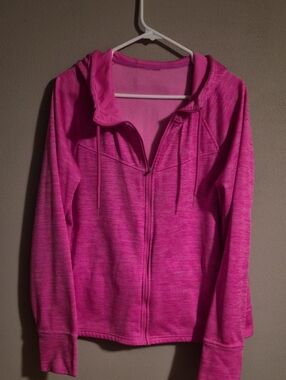 Danskin Pink Full-Zip Utility Hoodie Jacket